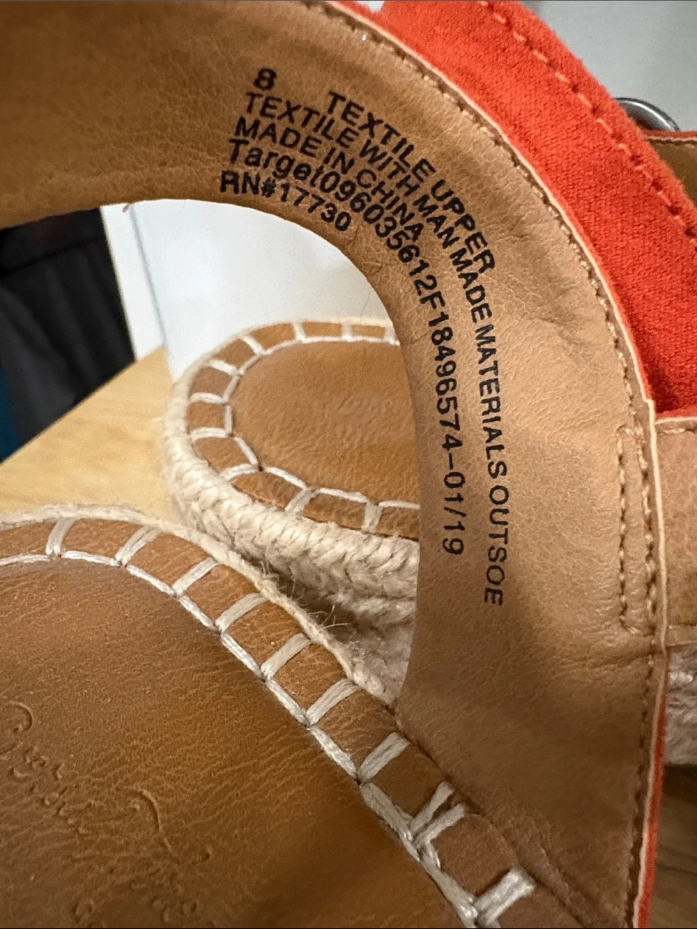 Target Orange Suede Espadrille Sandals with Ankle Strap